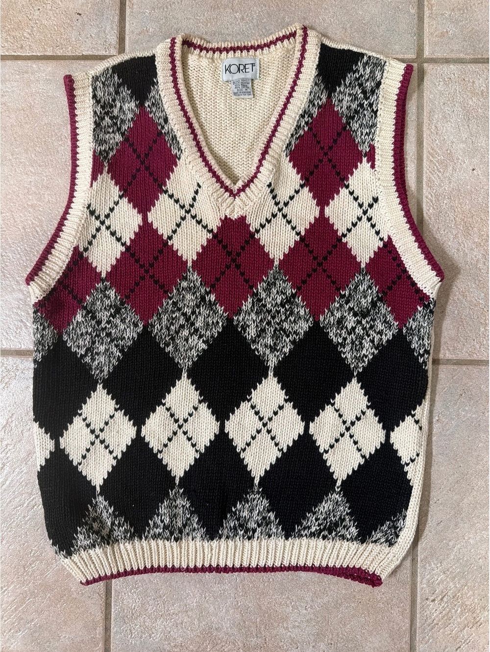 Vintage Koret Argyle Knitted Sweater Vest Medium